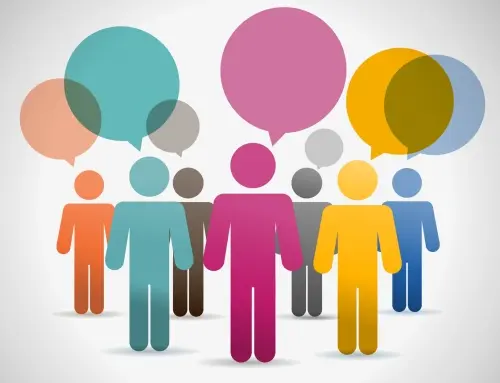 Imagem gráfica de bonecos coloridos ilustrando o que é audiência pública.